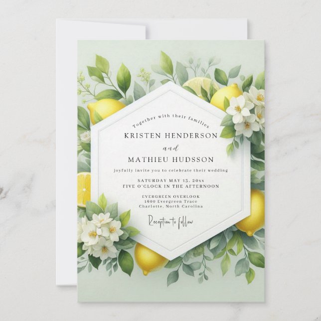 Zitrusfrucht Fröhliche Botanische Hochzeit Einladung (Vorderseite)