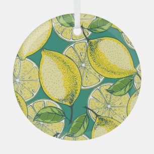 Zitrusfrucht Nahtlose Vintage-Illustration Ornament Aus Glas