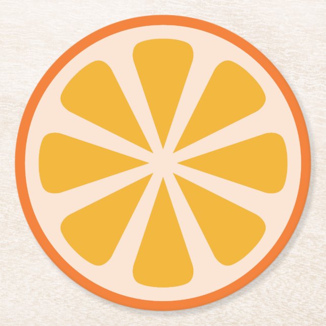 Zitrusfrucht-orange Scheibe-Frucht-1. Runder Pappuntersetzer (Vorderseite)