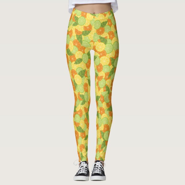 Zitrusfrucht-Spritzen-Illustration Leggings (Vorderseite)