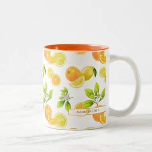 Zitrusfrüchte Art Orangen und Zitronen Patten Zweifarbige Tasse