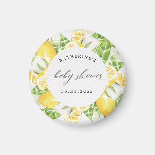 Zitrusfrüchte Blume Babydusche Monogramm Magnet