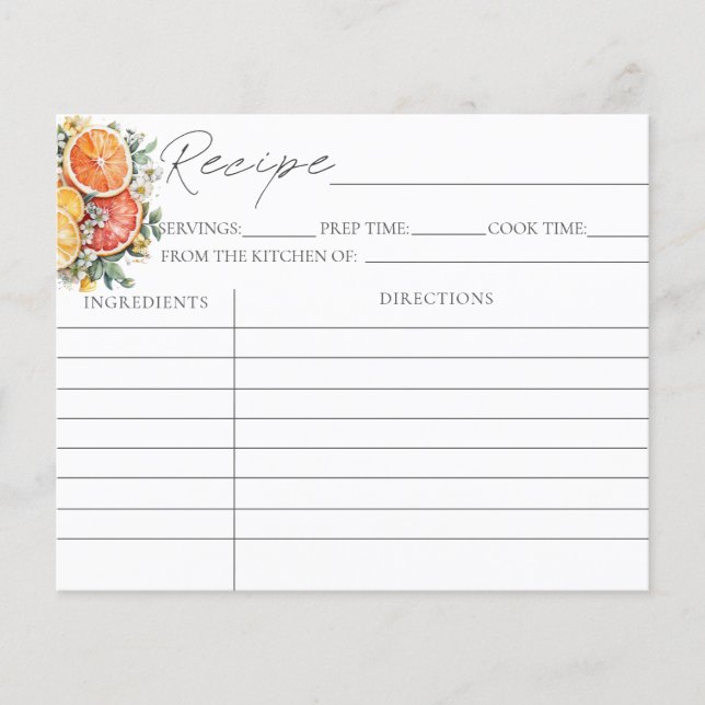 Zitrusfrüchte-Brautparty-Rezeptionskarten (Vorderseite)