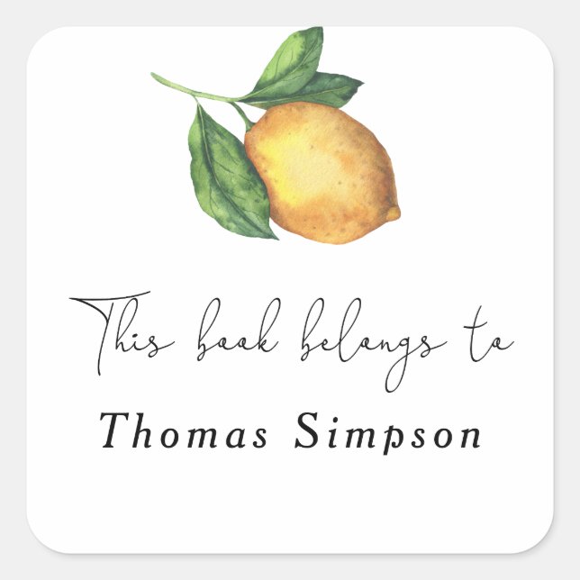 Zitrusfrüchte - dieses Buch gehört Quadratischer Aufkleber (Vorderseite)