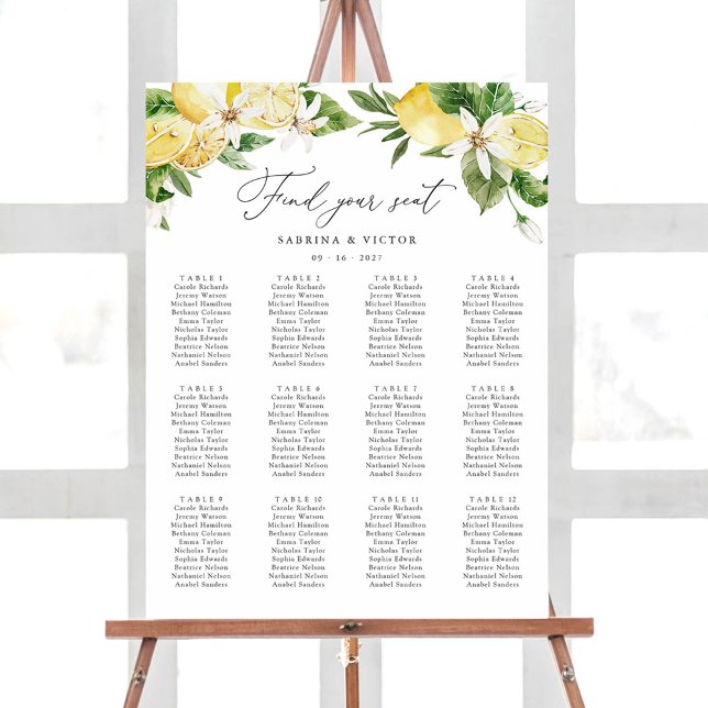 Zitrusfrüchte-Flora 12 Tabelle Hochzeitstabelle Poster (Von Creator hochgeladen)
