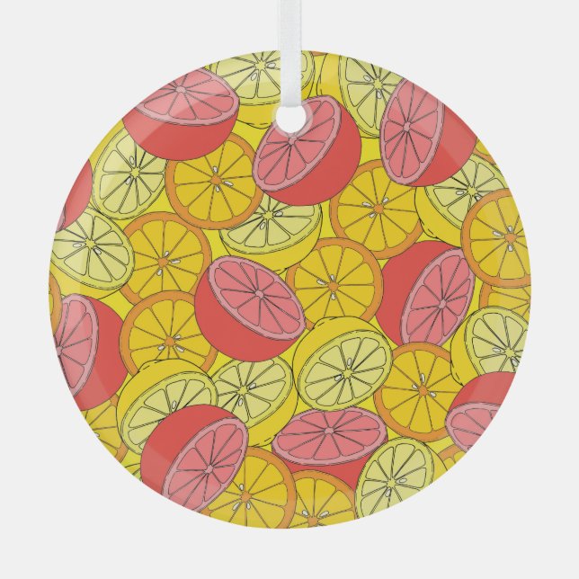 Zitrusfrüchte Helles, nahtloses Muster Ornament Aus Glas (Vorderseite)