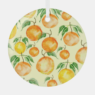 Zitrusfrüchte in Aquarellfarbe, tropisches Muster. Ornament Aus Glas