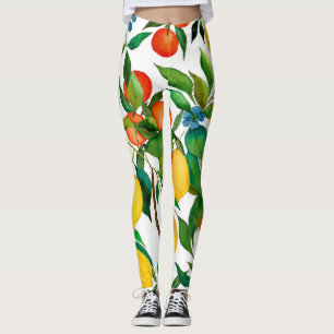 Zitrusfrüchte, lebendiges Aquarellmuster. Leggings