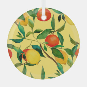 Zitrusfrüchte, lebendiges Aquarellmuster. Ornament Aus Glas