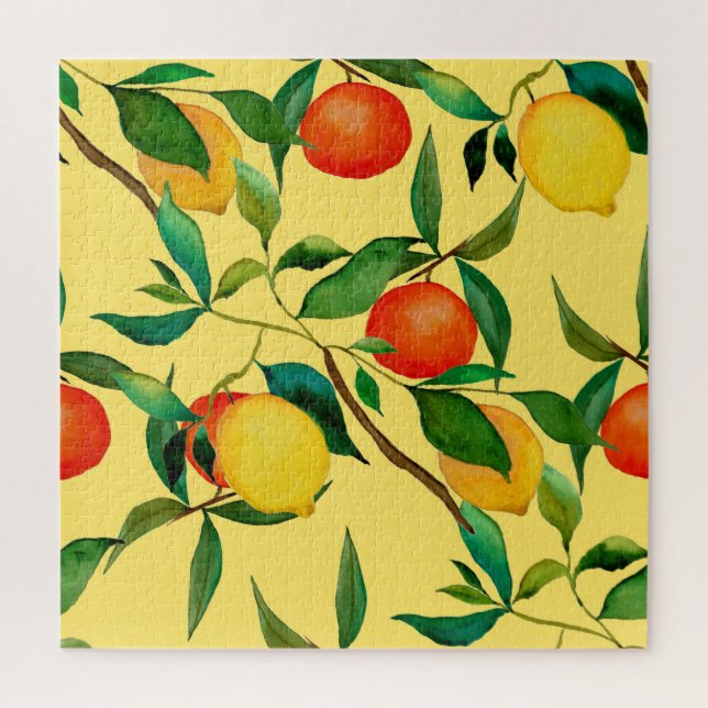 Zitrusfrüchte, lebendiges Aquarellmuster. Puzzle (Vertikal)