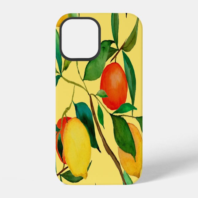 Zitrusfrüchte, lebendiges Wasserfarbmuster. iPhone Hülle (Rückseite)