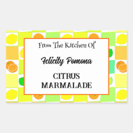 Zitrusfrüchte, Limon und Orangen Rechteckiger Aufkleber