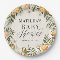 Zitrusfrüchte, Orange + Blüte Babydusche Party Dek