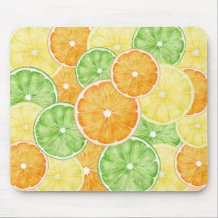 Zitrusfrüchte Orange, Limon und Zitronenfrüchte Mousepad