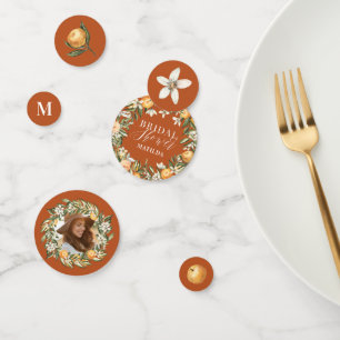 Zitrusfrüchte, orangefarbene Blüten Brautparty Par Konfetti