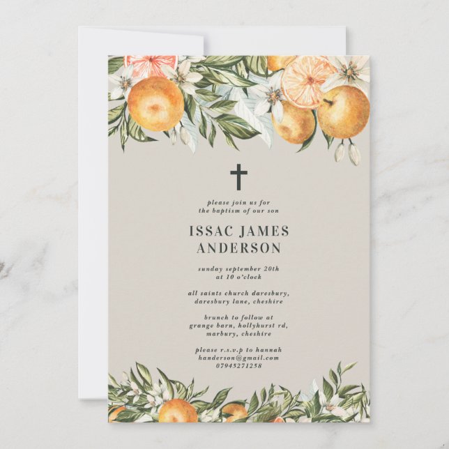 Zitrusfrüchte, Orangen + Blüten Taufe (Vorderseite)