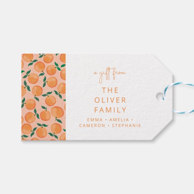Zitrusfrüchte Orangen Individuelle Name aus Geschenkanhänger (Vorderseite (Horizontal))