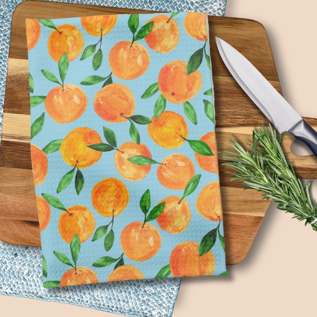 Zitrusfrüchte-Orangen-Muster Geschirrtuch (Citrus orange summer fruit kitchen towel (folded))