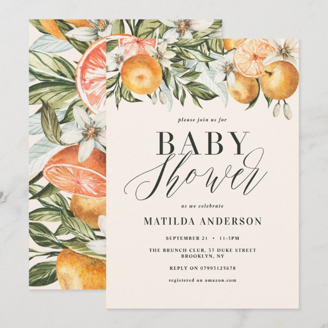 Zitrusfrüchte, Orangen und Blütenbrunch (Vorne/Hinten)