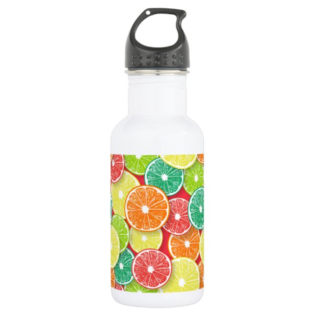 Zitrusfrüchte-Scheiben Pop Art 2 Edelstahlflasche (Vorderseite)