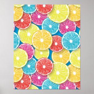 Zitrusfrüchte Scheiben Pop Art Poster