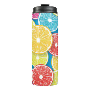 Zitrusfrüchte Scheiben Pop Art Thermosbecher