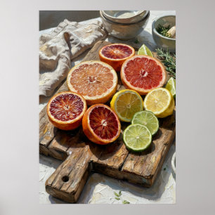 Zitrusfrüchte Stillleben Kunstprint Blutorange L Poster
