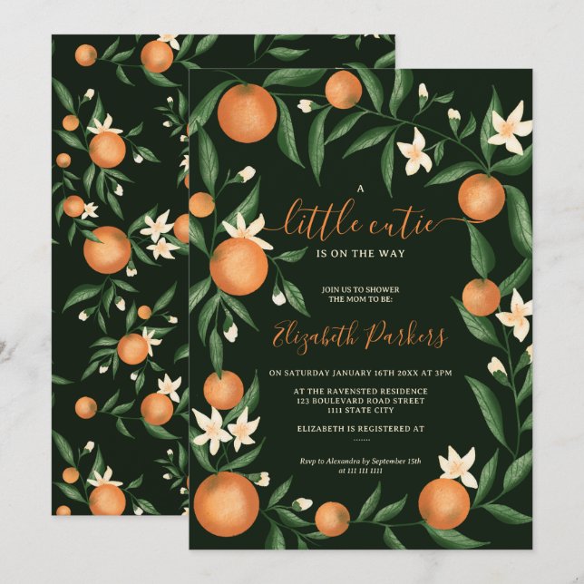 Zitrusfrüchte-Süsse-Grün Einladung (Vorne/Hinten)