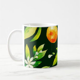 Zitrusfrüchte und Blätter aus nahtlosem Aquarell Kaffeetasse