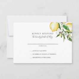 Zitrusfrüchte und Blätter gelbe Hochzeit RSVP