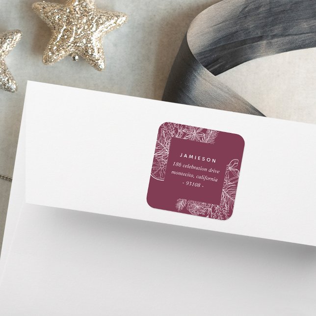 Zitrusfrüchte und Gewürze | Ferien-Rücksendeadress Quadratischer Aufkleber (Von Creator hochgeladen)