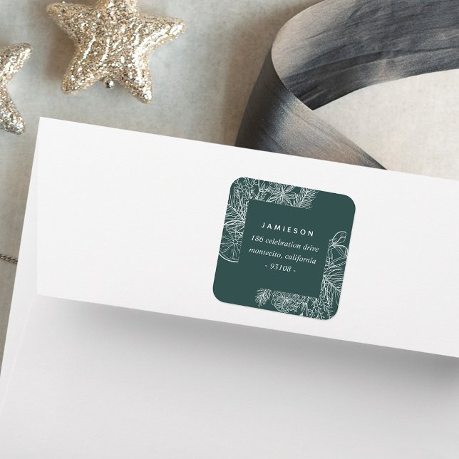 Zitrusfrüchte und Gewürze | Ferien-Rücksendeadress Quadratischer Aufkleber (Von Creator hochgeladen)