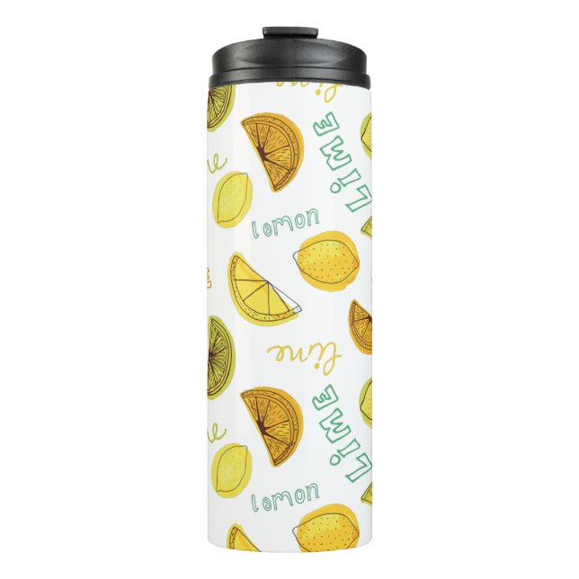 Zitrusfrüchte und Limone Zitrusfrüchte Thermosbecher (Vorderseite)