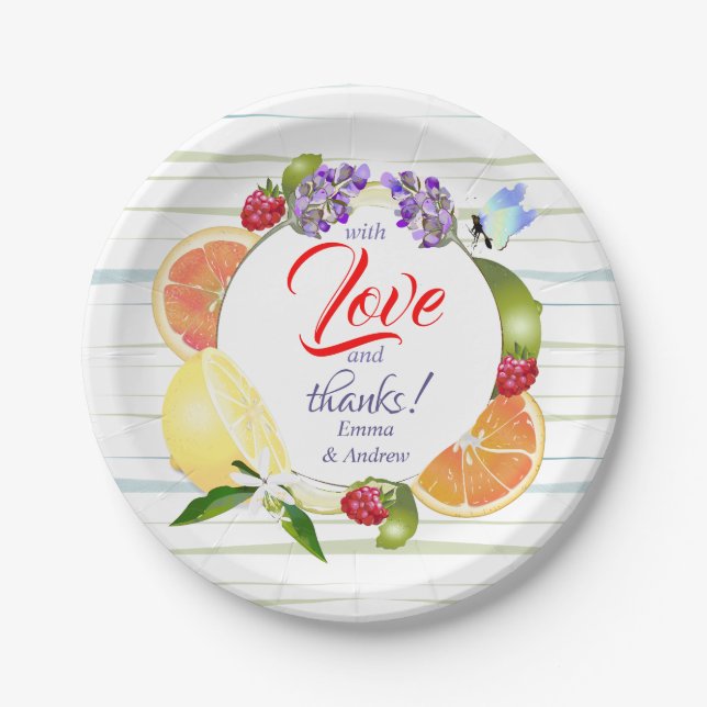 Zitrusfrüchte | Vielen Dank Pappteller (Vorderseite)