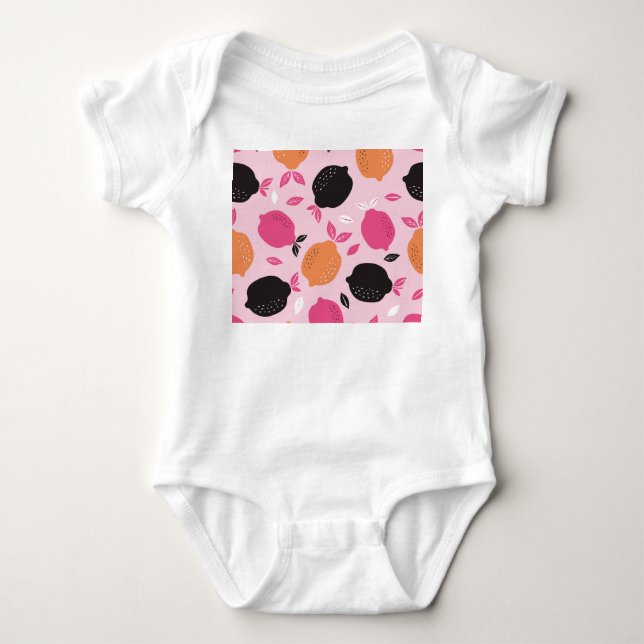 Zitrusfrüchte, Vintages Textilmuster. Baby Strampler (Vorderseite)