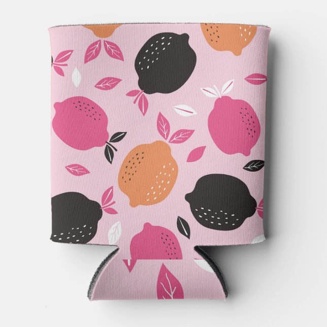 Zitrusfrüchte, Vintages Textilmuster. Dosenkühler (Vorderseite)