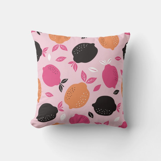 Zitrusfrüchte, Vintages Textilmuster. Kissen (Vorderseite)