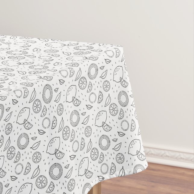 Zitrusfrüchte Zitrone Schwarz Handgezeichnet Moder Tischdecke (Beispiel)