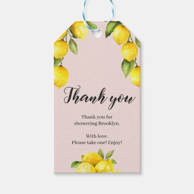 Zitrusfrüchte-Zitronen-Brautparty Geschenkanhänger (Vorderseite)