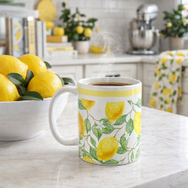 Zitrusfrüchte Zitronen und Blätter Kaffee Tasse