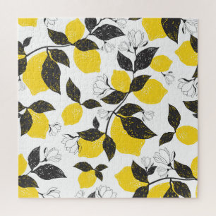 Zitrusfrüchte Zitronen, Vintager Sommer nahtlos. Puzzle