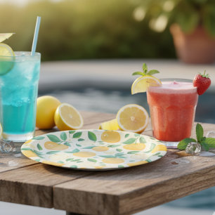 Zitrusfrüchtegelbe tropische Fruchtmuster Pappteller