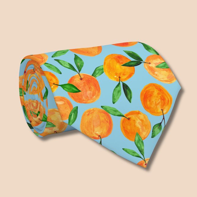 Zitrusfrüchtemuster Krawatte (Summer fruit, citrus orange fruit pattern neck tie)