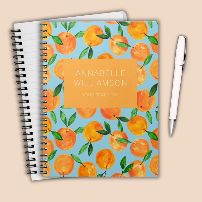 Zitrusfrüchtemuster personalisiert notizblock (Citrus orange summer fruit personalized notebook)