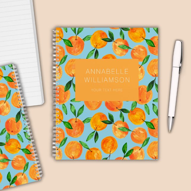 Zitrusfrüchtemuster personalisiert notizbuch (Citrus orange summer fruit deluxe spiral notebook)