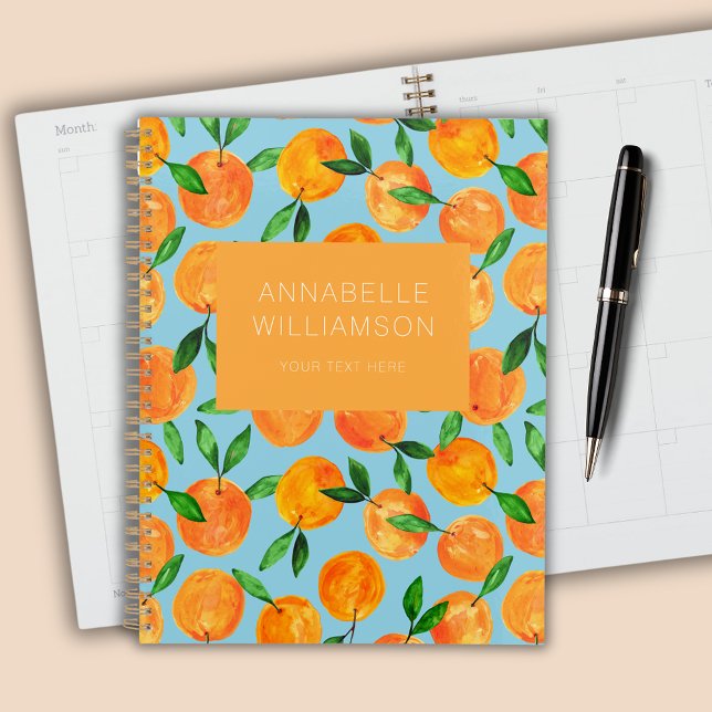 Zitrusfrüchtemuster personalisiert planer (Citrus orange summer fruit  personalized planner.)