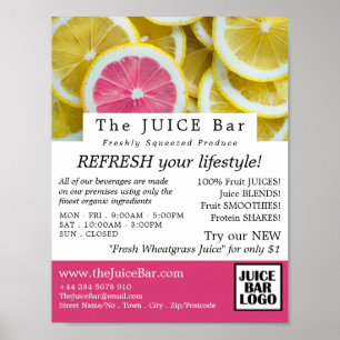 Zitrusfrüchtescheiben, Juice-Bar-Werbung Poster