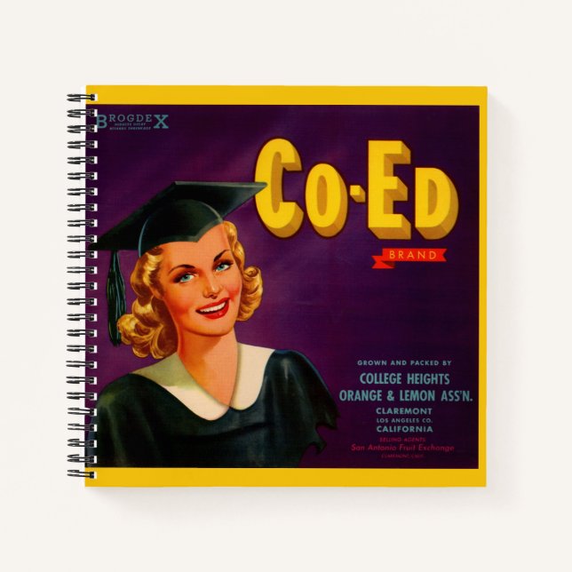 Zitrusfrüchtesiegel der Co-Ed-Marke der 40er Jahre Notizbuch (Vorderseite)