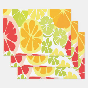 Zitrusfruchtmuster Geschenkpapier Set