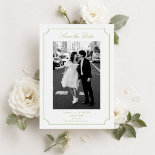 Zitrusgrün Elegantes Rahmenfoto Save the Date Dankeskarte
